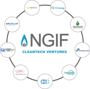 NGIF CV Logo in the center surrounded by 8 partners logos